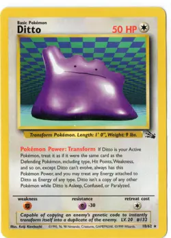 Pokemon Ditto Non Holo Fossil 18/62 NM WOTC Vintage - Image 1
