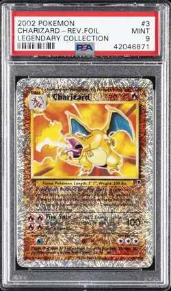 2002 POKEMON LEGENDARY COLLECTION #3 CHARIZARD-REVERSE FOIL PSA 9 - Image 1
