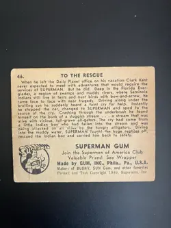 Gum, Inc. 1940 Superman Gum #46 To the Rescue Non-Sport Trading Card - Image 2