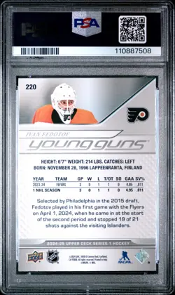 2024-25 Upper Deck Ivan Fedotov Young Guns Rookie RC #220 GEM MT PSA 10 - Image 3