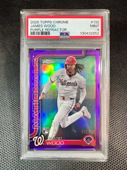 2025 Topps Chrome JAMES WOOD RC Purple Refractor /250 PSA 9 LOW POP!! - Image 1