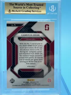 2024 PANINI PRIZM DRAFT PICKS NEW RECRUITS SILVER PRIZM #5 CAMERON BRINK BGS 9.5 - Image 2