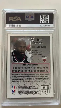 1996-97 Topps Finest Sterling Bronze Michael Jordan #50 psa 9 - Image 2