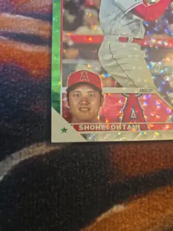 2023 Topps Series 1 Shohei Ohtani #17 Green Foil #/499 Whiting Top Right Corner - Image 4