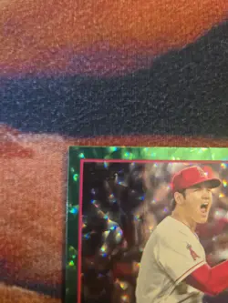 2023 Topps Series 1 Shohei Ohtani #17 Green Foil #/499 Whiting Top Right Corner - Image 5