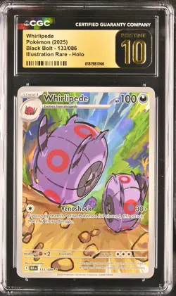 2025 POKEMON WHIRLIPEDE #133 BLACK BOLT ILLUSTRATION RARE CGC 10 PRISTINE - Image 1