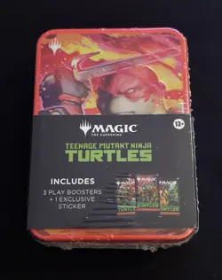 Wizards of the Coast MTG TMNT Tin Box 3 Play Boosters + Sticker - Image 1