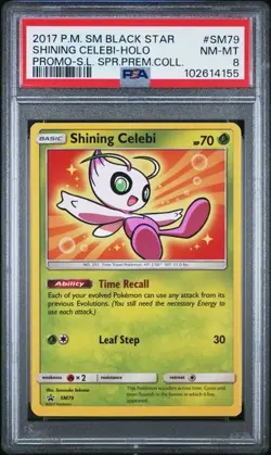 2017 POKEMON SM BLACK STAR PROMO #SM79 SHINING CELEBI-HOLO - PSA 8 - Image 1