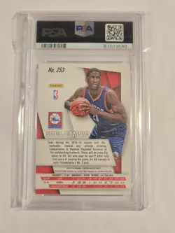2014 Panini Prizm #253 Joel Embiid Philadelphia 76ers RC Rookie PSA 10 - Image 2