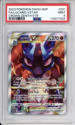 PSA 9 Lucario VSTAR Pokemon Sword & Shield Promo Crown Zenith ETB SWSH291 - Image 1