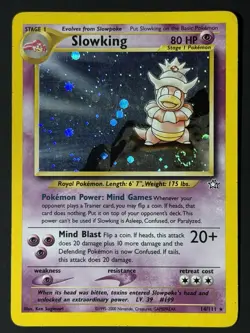 Pokemon TCG Slowking Neo Genesis 14/111 Unlimited Holo Swirl Rare MP WOTC - Image 1