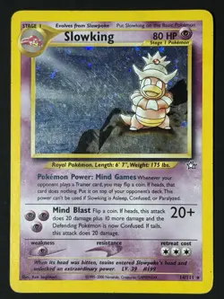 Pokemon TCG Slowking Neo Genesis 14/111 Unlimited Holo Swirl Rare MP WOTC - Image 4