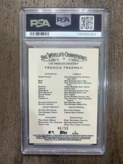 2022 Topps Allen & Ginter Chrome Gold Freddie Freeman #’/50 PSA 10 - Image 2