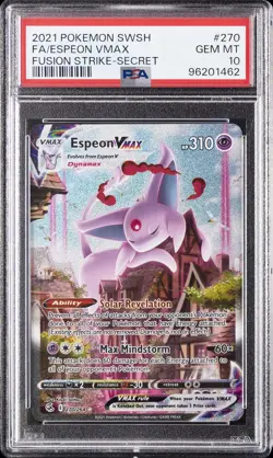 2021 POKEMON SWORD & SHIELD FUSION STRIKE SECRET FULL ART/ESPEON VMAX PSA 10 - Image 1