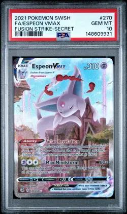 2021 POKEMON SWORD & SHIELD FUSION STRIKE SECRET FULL ART/ESPEON VMAX PSA 10 - Image 1