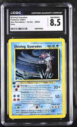 Pokemon Shining Gyarados Neo Revelation 1st Edition Holo Secret Rare #65 CGC 8.5 - Image 1