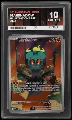 Marshadow 146/132 Mega Evolution Graded Pokemon Card ACE 10 PERFECT SUBS - Image 1