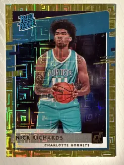 Nick Richards 2020-21 Panini Donruss Choice Gold RC #222 05/10 Bulls Hornets - Image 1