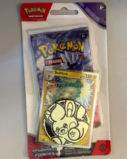Pokemon Temporal Forces Blister Booster Pack BELLIBOLT w/ Coin Scarlet & Violet - Image 1