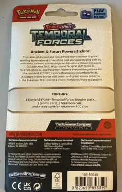Pokemon Temporal Forces Blister Booster Pack BELLIBOLT w/ Coin Scarlet & Violet - Image 2