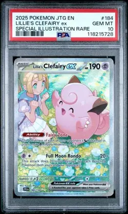 2025 POKEMON JTG EN-JOURNEY TOGETHER #184 LILLIE'S CLEFAIRY EX PSA 10 - Image 1