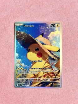 Pikachu Straw Hat DIY ACG Pokemon Anime Art Card Custom - Image 1