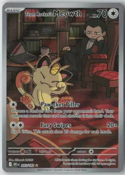 Pokemon TCG Team Rockets Meowth Card 203/182 Destined Rivals - Image 1