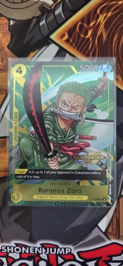 One Piece Roronoa Zoro Championship Event Pack 2024 CS Stamp English Promo P-042 - Image 1