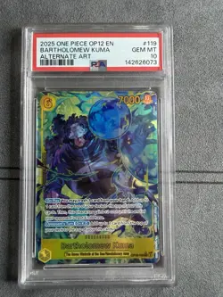 Bandai One Piece CCG Bartholomew Kuma OP12-119 AA Holo PSA 10 EN - Image 1