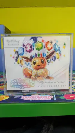 Prismatic Evolutions Pokemon Center Elite Trainer Box ETB Sealed + Acrylic Case - Image 1
