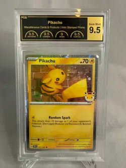 Premier Card Grading PCG 9.5 POKEMON DAY PIKACHU ANNIVERSARY PROMO STAMPED SWIRL - Image 1