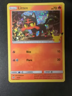 Pokemon 25th Anniversary Card From Mcdonalds Litten Holo 15/25 NM - Image 1