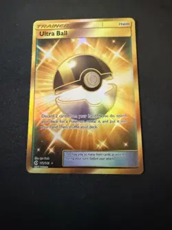 Pokemon TCG Ultra Ball Gold Secret Rare Holo Card 161/149 Sun and Moon Set - Image 1