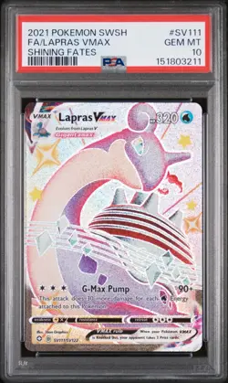 2021 POKEMON SWORD & SHIELD SHINING FATES #SV111 FULL ART/LAPRAS VMAX PSA 10 - Image 1