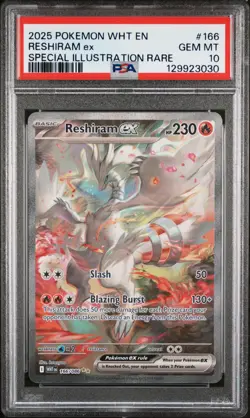 2025 POKEMON WHT EN-WHITE FLARE SPECIAL ILLUSTRATION RARE RESHIRAM EX PSA 10 - Image 1