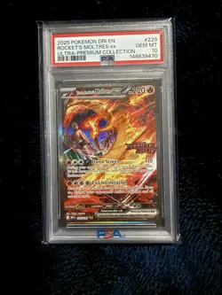 2025 Pokemon DRI EN Ultra Premium UPC #229 Rocket's Moltres ex PSA 10 GEM MINT - Image 1