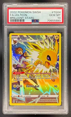 2022 Pokemon Sword & Shield Brilliant Stars Jolteon #TG04/TG30 FA PSA 10 - Image 1