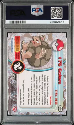 Pokemon Golem Foil Rare Topps T.V. 2000 76 PSA 10 GEM MINT - Image 2