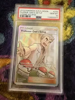 2019 Pokemon Professor Oak's Setup Full Art 233/236 PSA 10 (Cosmic Eclipse) - Image 1