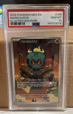 Pokemon TCG Marshadow 146/132 ME01 Rare Mega Evolutions Illustration PSA 10 Gem - Image 1