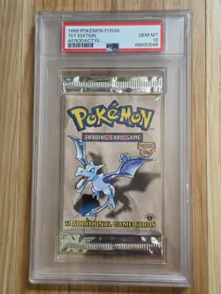 PSA 10 💎 RARE 1999 Pokemon Fossil 1st Edition Aerodactyl Sealed Booster Pack - Image 1