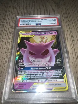 Gengar & Mimikyu GX PSA 10 2019 Pokemon Sun Moon Team Up #53/181 4762 PSA 10 - Image 1