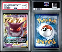 PSA 10 GEM MINT 2019 POKEMON SUN & MOON TEAM UP #53 GENGAR & MIMIKYU GX - Image 4