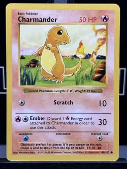 Pokemon Card - Charmander Base Set (Shadowless) 46/102 Common Regular WOTC LP - Image 3