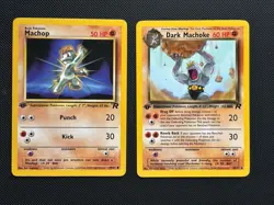 Pokemon Card - Team Rocket 1st Edition Dark Machoke 40/82 & Machop 59/82 NM! - Image 1