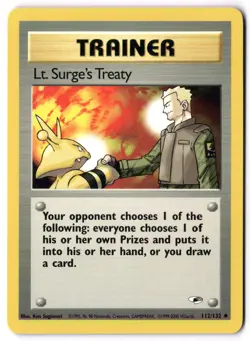 Pokemon Card - Lt. Surge's Treaty 112/132 Unlimited Uncommon - Gym Heroes - NM - Image 1