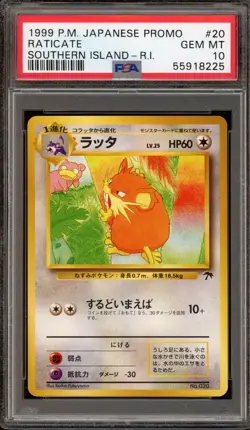 PSA 10 1999 Pokemon TCG Japanese Southern Islands Promo Raticate #20 - Image 1