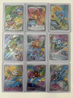 Complete Set of 9 Pokemon First Partner Illustration Collection Series 1 PromoNM - Image 1
