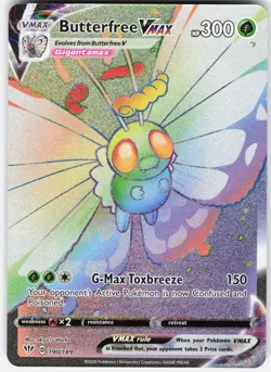 Pokemon Butterfree VMAX 190/189 Rainbow Rare Darkness Ablaze Pokemon Holo NM - Image 1