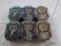 6x LOT Pokemon TCG Triple Whammy Tin English Factory Sealed (2x DR + 1x JTG) - Image 1